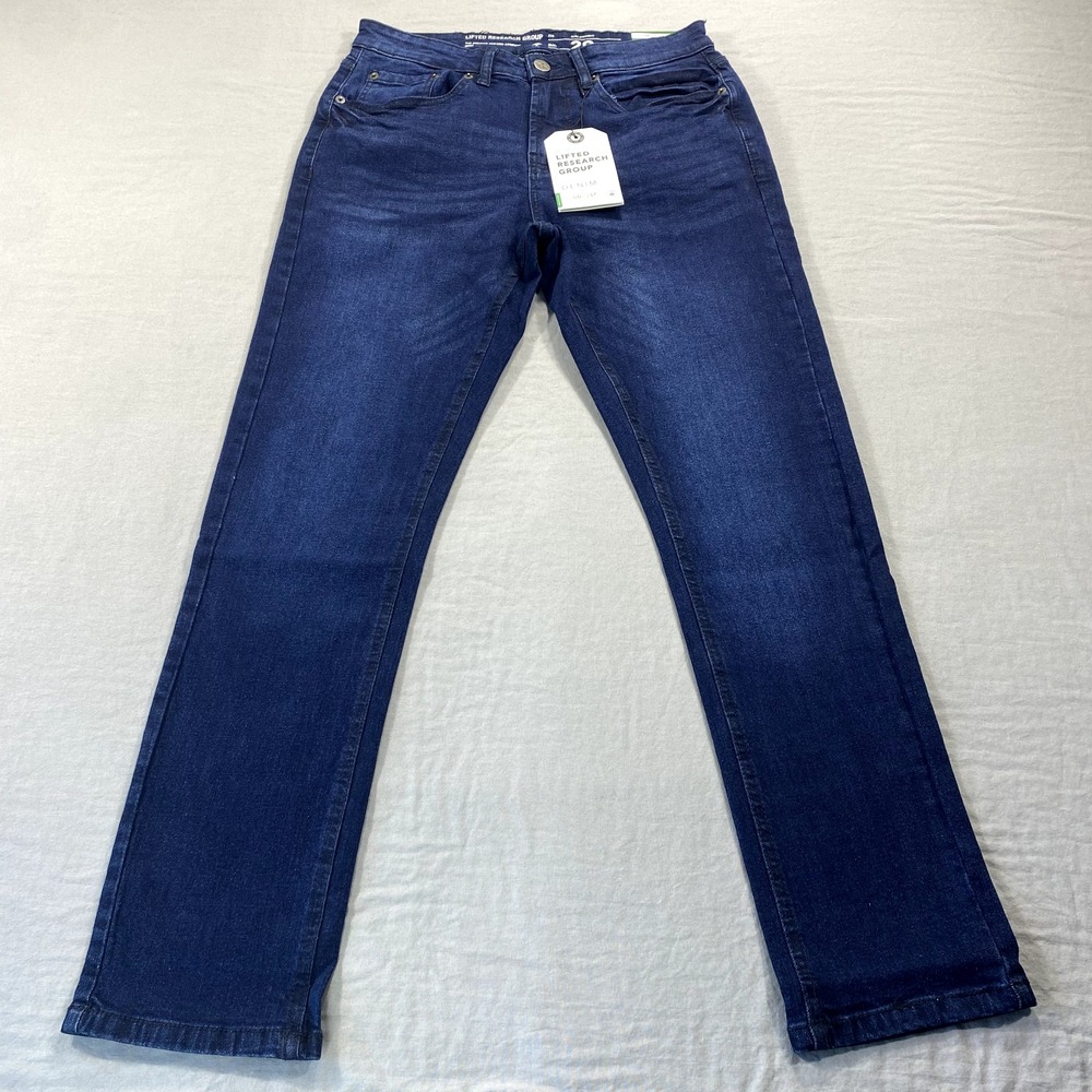NEW LRG Lifted Research Group Jeans Mens 29x30 Slim Straight Stretch Dark Wash *